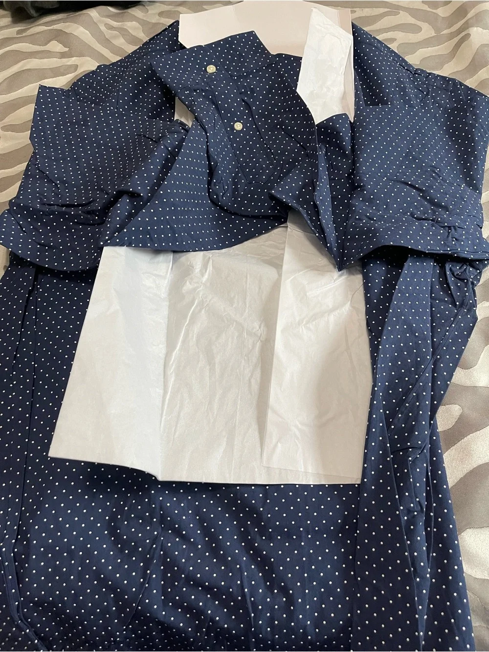 Polo by Ralph Lauren Navy with White Micro Dot Stretch Button-Down Shirt